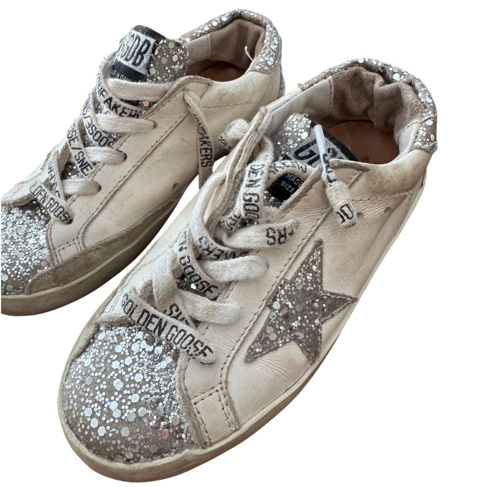 Girls Sz EU 29 / US 11.5 Golden Goose Super-Star Low-top Sneaker Silver Glitter